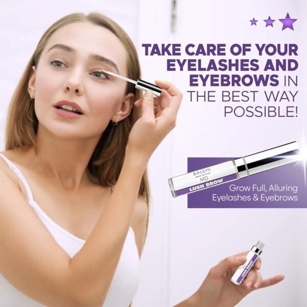 Lush Brow Eyebrow & Eyelash Rapid Growth Serum with Growth Peptides, Dermatologist Developed Eyelash Serum to Grow Lashes, Brow & Lash Enhancing Serum to Grow Fuller Eyelashes & Eyebrows, .16 oz/5ml