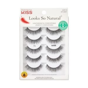 71rkSmOKwnL._SL1500_.jpg KISS Looks So Natural, False Eyelashes, 'Shy', 12 mm, Includes 5 Pairs Of Lashes, Contact Lens Friendly, Easy to Apply, Reusable Strip Lashes, Glue On