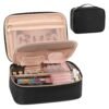 OCHEAL Makeup Bag, Cute Makeup Organizer Bag Potable Make up Bag for Cosmetics Toiletry Accessories with Divider and Brushes Compartments, Travel Case Cosmetic Bags Women and Girls-Black