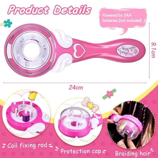 71rnTUobW9L._SL1500_.jpg Automatic Hair Braider - Electric Hair Braiding Machine for Girls, DIY Styling Kit with Hair Accessories, Creative Hair Decorations for Kids, Birthday Gift for Girls Ages 3-12