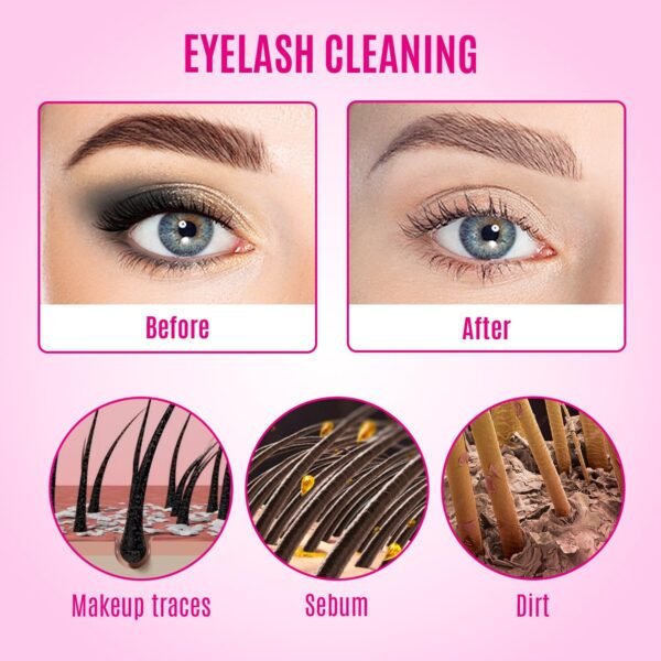 STACY LASH Lash Shampoo Kit Foaming Cleanser with Eye Lash Spoolies & Rinse Bottle & Cleansing Pad & Brush for Eyelash Extensions & Clusters & Natural Eyelashes