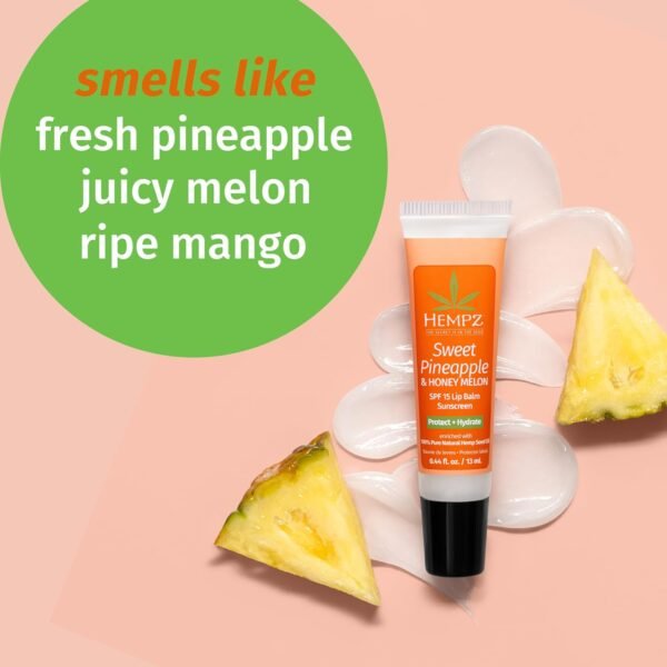 71rqMQlBYcL._SL1500_.jpg Hempz SPF 15 Lip Balm, Sweet Pineapple & Honey Melon Herbal Soothing Lip Care, for Men or Women .44 oz.
