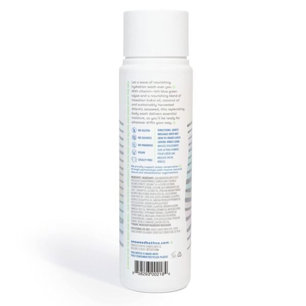 Seaweed Bath Co. Hydrate Body Wash, Eucalyptus Peppermint Scent, 12 Ounce, Shower Gel for Men & Women, Vegan, Paraben Free, Sulfate Free, Cruelty Free