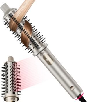 71rvDn0yJSL._AC_SL1500_.jpg TYMO StyluxPro Thermal Brush Curling Brush - 800M Ionic Heated Round Volumizer with 3D Straightener Teeth, 20% Larger Barrel for Faster Blowout, 5-Temp, Travel Dual Voltage, Salon Styler, 1.5 Inch
