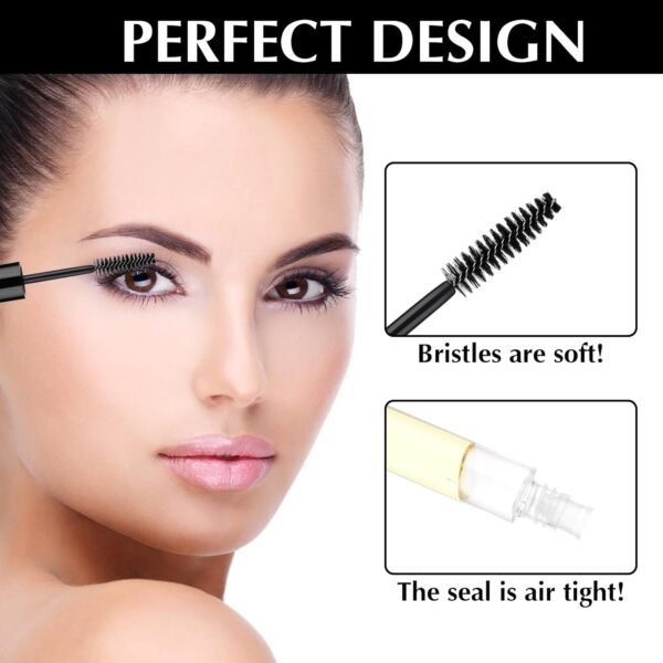 71sVTCrzIL._SL1500_.jpg 5 Pack 10ml Clear Refillable Eyelash Cream Container Empty Mascara Tube with Brush Wand for Castor Oil/Coconut Oil/Eyebrow Growth Serum, 5 Rubber Inserts, Black