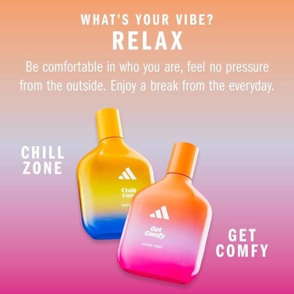 adidas Vibes Get Comfy Eau de Parfum 1.6 fl oz (Pack of 1), Notes of Amber Floral, Mandarin, and Vanilla, Unisex Fragrance, Long Lasting, Sporty Fragrance, Travel Size