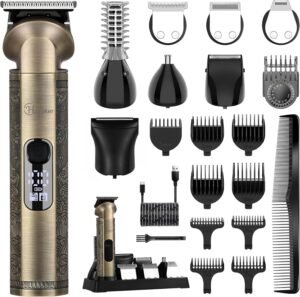 71sEDdSuxOL._AC_SL1500_.jpg Hatteker Beard Trimmer Kit Professional Hair Clipper Zero Gapped T-Blade Electric Razor Shaver for Nose Ear Body Face Mustache Trimmer for Men Cordless Grooming Kit 8 in 1