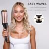 71sIaPtekNL._AC_SL1500_.jpg Crimper Hair Tool with 3 Ceramic Barrels, Beach Waves Curling Iron 3/4 & 1 & 1 1/4 Inch, Deep Waver with 4 Heat Settings, Adjustable Curling Wand for Long Hair Women, Dual Voltage