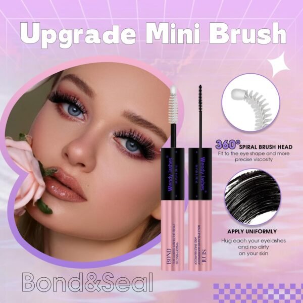 71sK2R-B8XL._SL1500_.jpg Lash Bond and Seal Waterproof Cluster Lash Glue for Eyelash Extensions Strong Hold 72 Hours High Adhesive Gentle Non-Irritating 2-in-1 Bond and Seal Use at Home by Wendy Lashes(Black,5ml+5ml)