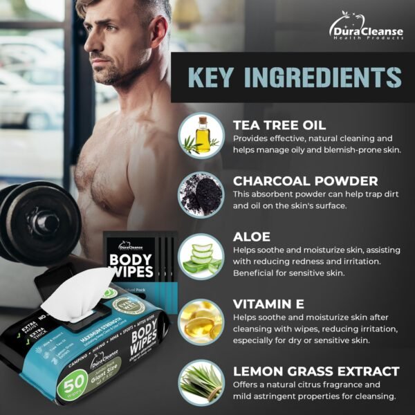 Body Wipes for Men (2pk) - 100 XL No Rinse Shower Sheets + 8 Travel Bath Wipes - 9"x12" After Gym Adult Washcloths - Mens Deodorant & Face Towels For Camping Essentials, Survival Gear and Supplies