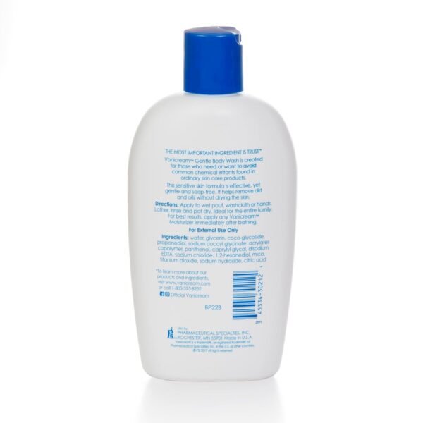 71sPuSceMtL._SL1500_.jpg Vanicream Gentle Body Wash, 12 Fl Oz, Formulated without Common Irritants for Sensitive Skin, Gentle Cleanse and Moisture, Removes Dirt & Oils, Non-Drying, pH-Balanced Shower Gel