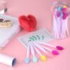 24 Pcs Silicone Exfoliating Lip Brush with Container, Double Sided Silicone Lip Scrubber Soft Cleaning Applicator for Plump Smoother Appearance (Mixed Colors)
