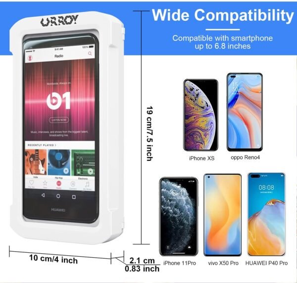 URROY Shower Phone Holder Waterproof, 360° Rotation Shower Phone Case, Anti-Fog High Sensitivity Universal Cover Mount Stand for Bathroom Wall Mirror Bathtub Kitchen, Gift for Men Women