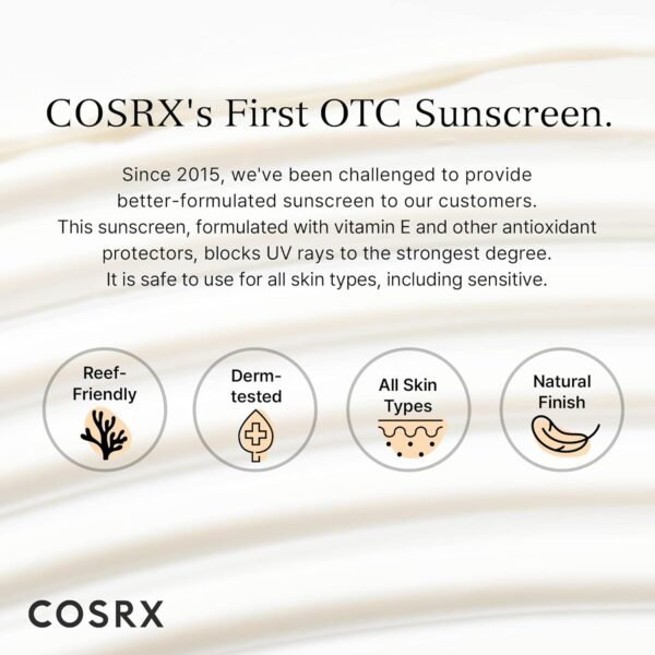 COSRX Vitamin E Vitalizing Face Sunscreen SPF 50, 1.69 fl oz, SPF Moisturizer, Lightweight under Makeup, Travel Essentials, Summer Essentials, Korean Skin Care, Korean Sunscreen for Face
