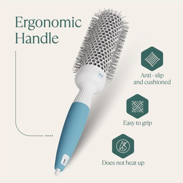 71scG4dECwL._SL1500_.jpg Professional Round Brush for Blow Drying - Small Ceramic Ionic Thermal Barrel Brush for Sleek, Precise Heat Styling and Salon Blowout - Lightweight Round Hair Brush (Barrel 1.3 inch, Bristle 2 Inch)