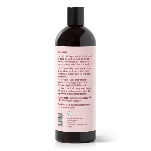 71seoDX12pS._SL1500_.jpg Plant Therapy Castor Oil USDA Organic Cold Pressed 100% Pure Hexane Free 16 oz Conditioning & Healing, For Dry Skin, Hair Growth, Eyelashes