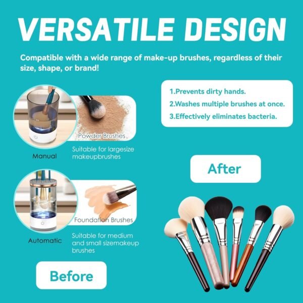 Electric Makeup Brush Cleaner - Quick Efficient Makeup Brush，Automatic Cosmetic Brush Cleaner Makeup Brush with Brush Clean Mat,Portable Compact Design for Travel