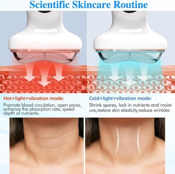 Cold Heat Facial Massager Red Light Therapy for Face Neck Lifting Firming Puffiness Reducer,7-in-1 LED Facial Sculptor Skin Care,Electric gua sha Lift Device Reduce Forehead Wrinkle Frown Smile Line
