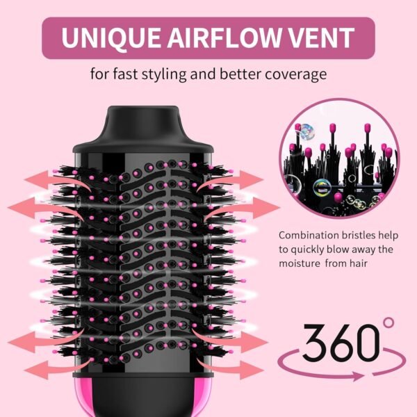 Hair Dryer Brush Blow Dryer in One, Upgraded 4 in 1 Hair Dryer and Styler Volumizer with Negative Ion Anti-frizz Ceramic Titanium Barrel Hot Air Hair Straightener Brush
