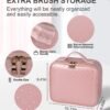 71syZsTraSL._SL1500_.jpg Travel Makeup Bag with LED Mirror, Makeup Organizer Train Case with 1X,2X,3X Vanity Mirror, Adjustable Brightness in 3 Color Settings, Portable Make up Bag with Makeup Brush Holder Storage, Pink