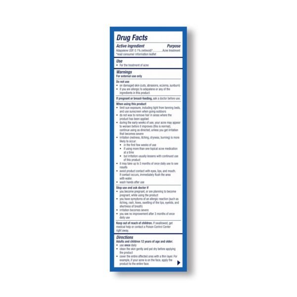 PanOxyl Adapalene 0.1% Leave-On Gel, 30 Day Supply, Retinoid Gel Acne Treatment, Acne Prone Skin, Oil Free, Fragrance Free, 0.5 oz