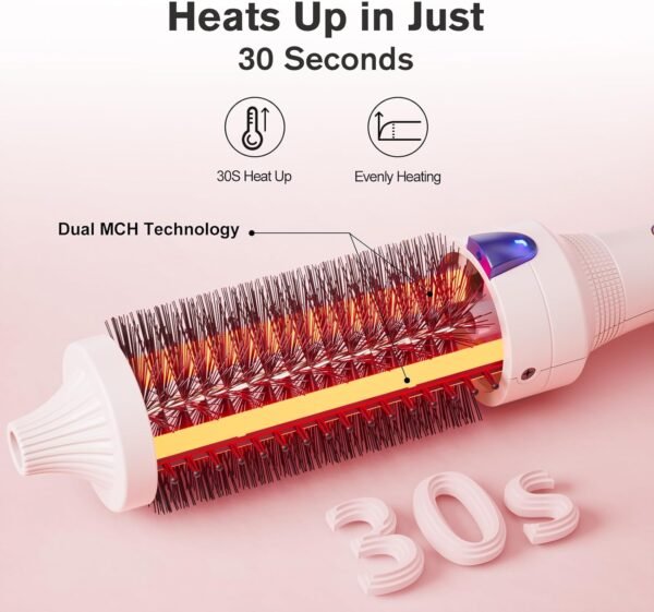71t1RUlKvtL._AC_SL1500_.jpg K&K 1.5 Inch Ceramic Tourmaline Ionic Curling Brush Volumizer - Hot Brush Creates Root Volume & Loose Curls, Volume Curls, Hair Styling Tool