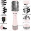 71tOa-jgV7L._AC_SL1500_.jpg IG INGLAM 4 in 1 Blowout Hair Dryer Brush Set - Negative Ion Detachable Hair Dryer, Volumizer Styler with 2 Brush Heads, Pink