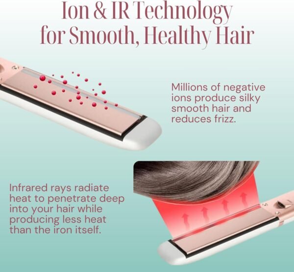 71tQVRqAO9L._AC_SL1500_.jpg Asani 2-in-1 Flat Iron Hair Straightener and Curler - Negative Ion Technology, Anti-Frizz Ceramic Coating, 5 Heat Settings - Fast Heating Styling Tool for Versatile Looks - Portable