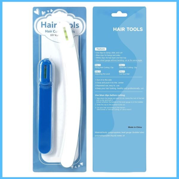 Professional Hair Styling Tools: DIY Layering and Trimming Kit with Clips, Guide for Bangs, Layers, Split Ends - Blue