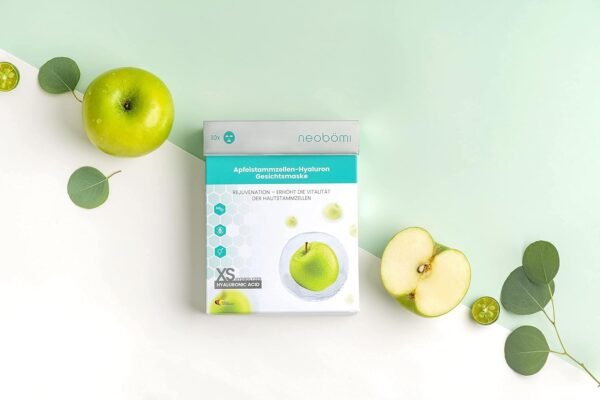 Neobömi® Hyaluron Face Mask, XS Hydrolyzed Hyaluronic Acid, High Dose Cloth Mask with Apple Stem Cells, Anti-Ageing Face Mask, Perfect Age Fit Face Care