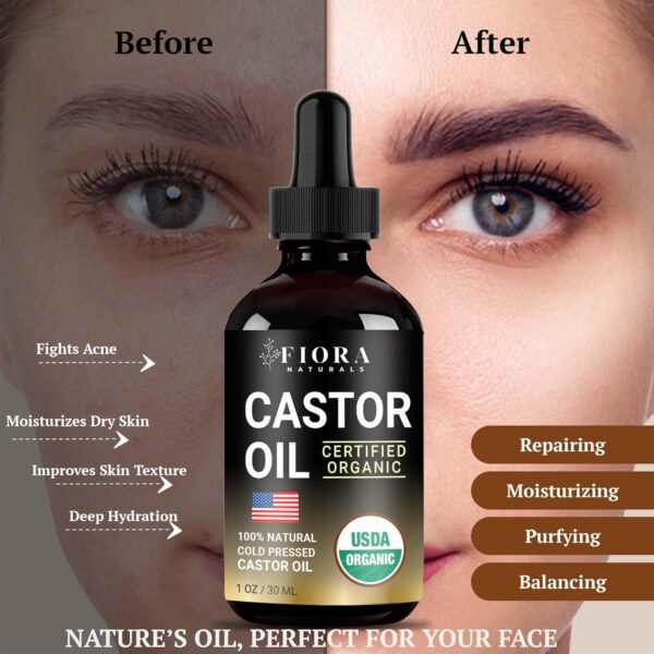 71thSkR7jLL._SL1500_.jpg Organic Castor Oil for Eyelashes, Eyebrows, Hair & Face – Cold Pressed Hexane Free 100% Pure Aceite De Ricino Organico, Lash & Brow Serum with Refillable Mascara Tube (unfilled), 1oz Glass Bottle