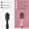 L'ANGE HAIR Le Volume Elevé 65MM 2-in-1 Titanium Brush Dryer | Dry and Style | Unique Teardrop Shape Barrel | 3 Heat Settings | 360° Vented Airflow | Ionic Technology for Frizz-Free Styling (Blush)