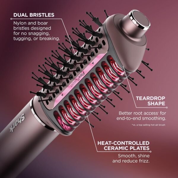 71tsmpnBIML._SL1500_.jpg Shark FlexFusion Hair Straightener & Powerful Hair Dryer with Fusion Hair Brush, Ceramic Air Styler with Auto-Wrap Hair Curlers & Concentrator, Ceramic Plates, Cosmic Blush HD641S