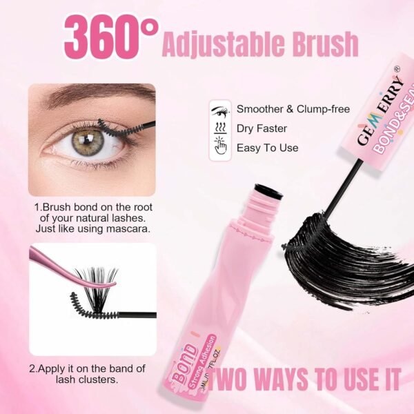 GEMERRY Lash Bond and Seal Lash Glue Waterproof Lash Clusters Glue Long-Lasting Eyelash Bond and Seal False Eyelashes Adhesive DIY