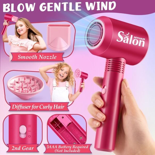 71tzIzoxkSL._AC_SL1500_.jpg G.C Girls Hair Salon Toys Kids Pretend Play Hair Styling Kit with Realistic Blow Dryer Straightener Stylist Apron Scissors Accessories Beauty Makeup Set Birthday Gifts for Toddler Girls 3 4 5 6+