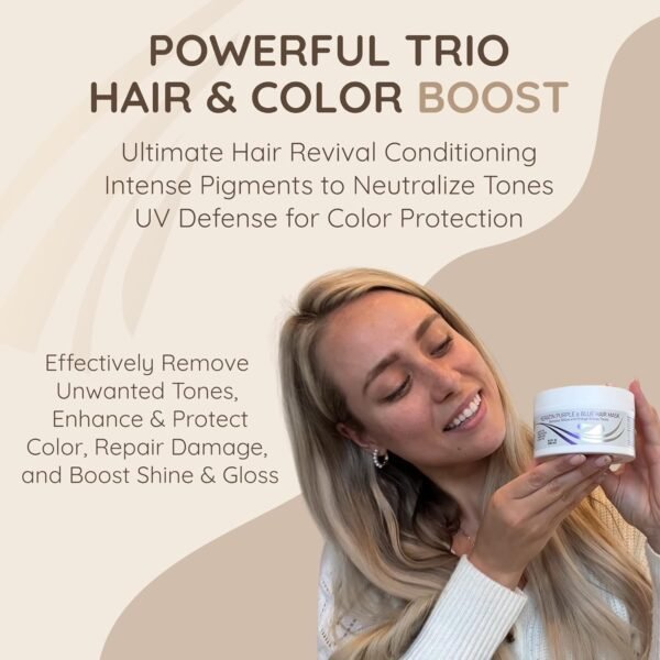 71u-rdqjqnL._SL1500_.jpg VITAMINS hair cosmetics Keratin Purple Hair Mask - Violet Blue Protein Deep Conditioner Treatment - Toner for Blonde Platinum Silver Gray Ash or Brown Colored Dry and Damaged Brassy Hair