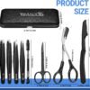 TsMADDTs Eyebrow Kit, 8 in 1 Eyebrow Trimmer Scissors, Tweezers for Women, Razor, Brush with Travel Bag, Tweezers Set for Women and Men, Professional Shaping Grooming Kit