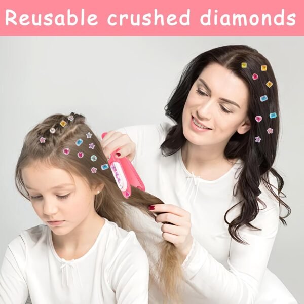 Hair Gem Stamper Kit for Girls, Bling Hair Jewels with Sparkling Diamonds, Fun Hair Styling Tool & Creative Play Toy, Birthday Gift for Kids Ages 4-12