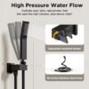 Shower Systems with 4 Body Spray Jets, STARBATH 4 Way 12+6" Rainfall Shower Head with Handheld Combo, Ceiling Mounted Shower Jets System in Wall Shower Faucet Sets Complete, Matte Black