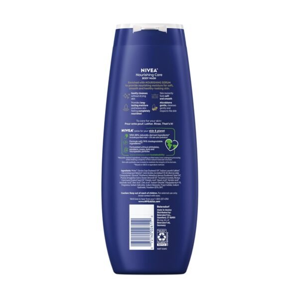 NIVEA Nourishing Care Body Wash with Nourishing Serum, Moisturizing Body Wash for Women, Enriched with Provitamin B5 and Vitamin E, 20 Fl Oz Bottle