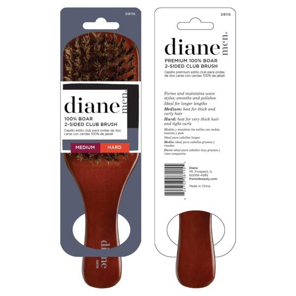 71uRyMhVXL._SL1500_.jpg Diane Premium 100% Boar Bristle 2-Sided Club Brush for Men and Barbers, Medium and Firm Bristles for Thick Coarse Hair, Detangling, Smoothing