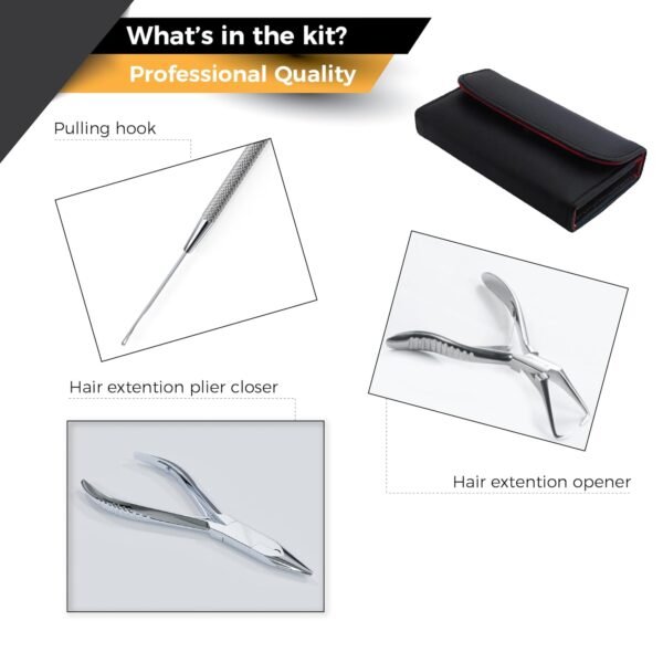Hair Extension Tools & Microlinks Hair Extensions Kit for Micro link & Micro Ring - Beads Opener, Beads Closener & Needle Hook Tool Kit - Japanese Steel Professional Hair Loop & Styling Tool