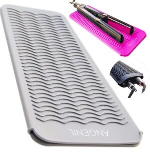 71ud1fm8HL._SL1500_.jpg ANGENIL Professional Silicone Heat Resistant Mat Pouch for Hair Straightener, Curling Iron and Flat Iron, Portable Travel Mat and Cover for Hair Styling Tools, Grey