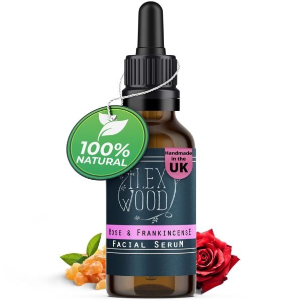 71udN2G4UL._SL1500_.jpg The Ilex Wood - Rose and Frankincense Face Serum - 100% Natural, Vegan, Moisturising, Anti Ageing, Wrinkle & Line Reducing Ingredients, Cruelty Free, Palm Oil Free, Plastic Free, Handcrafted - 20ml (0.68 fl oz)