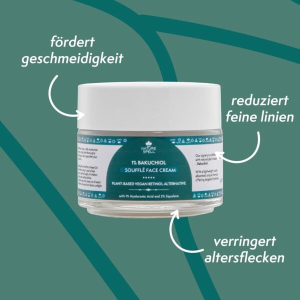 Nature Spell Natural Retinol Cream for Face 100ml – Reduces Appearance of Fine Lines – (Bakuchiol + Hyaluronic Acid) - Anti Wrinkle Face Cream – 100% Vegan Suitable for all Skin Types - Made in the UK