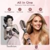 71uooqIeaSL._AC_SL1500_.jpg Blow Dryer Brush Hair Straightener: High Speed Hot Air Styler 110,000 RPM for Fast Drying Straightening Volumizing, One Step Volumizer with PTC Smoothing Comb Negative Ion for Silky Frizz-Free (Gold)
