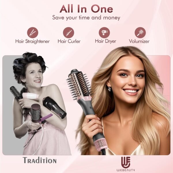71uooqIeaSL._AC_SL1500_.jpg Blow Dryer Brush Hair Straightener: High Speed Hot Air Styler 110,000 RPM for Fast Drying Straightening Volumizing, One Step Volumizer with PTC Smoothing Comb Negative Ion for Silky Frizz-Free (Gold)