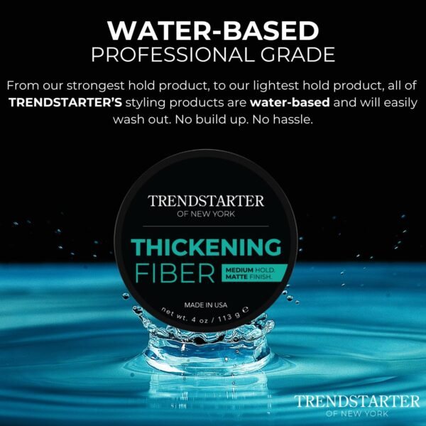 TRENDSTARTER - THICKENING FIBER (4oz) - Medium Hold - Matte Finish - Premium Hair Thickening Clay Pomade - Water-Based - All-Day Hold Styling Product