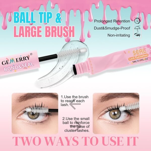 GEMERRY Lash Bond and Seal Waterproof Lash Cluster Glue Eyelash Glue for Eyelash Clusters DIY Use at Home