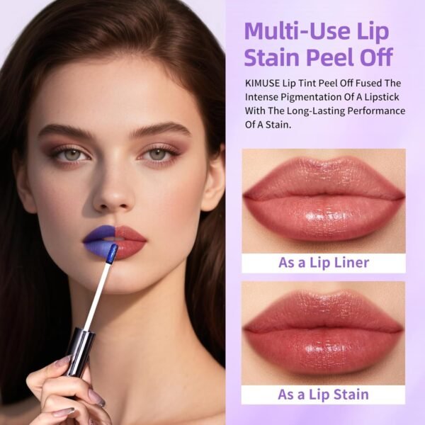 71v3BKM24LL._SL1500_.jpg KIMUSE Lip Stain Masque: Peel Off Lip Stain Long Lasting Waterproof 12HR Transfer Proof & Hydrating Tint, Instant Lip Color With Natural Matte Effects, Vegan & Easy To Use
